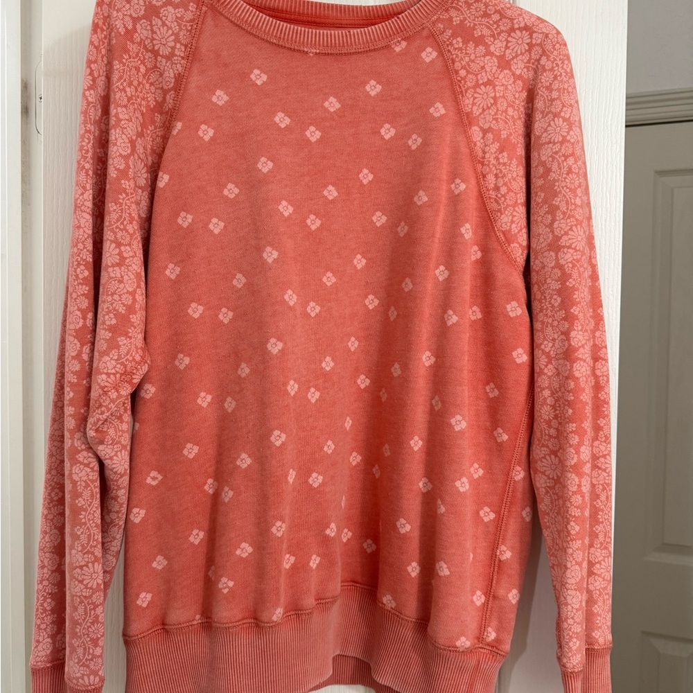 aerie Coral Patterned Crewneck Sweatshirt